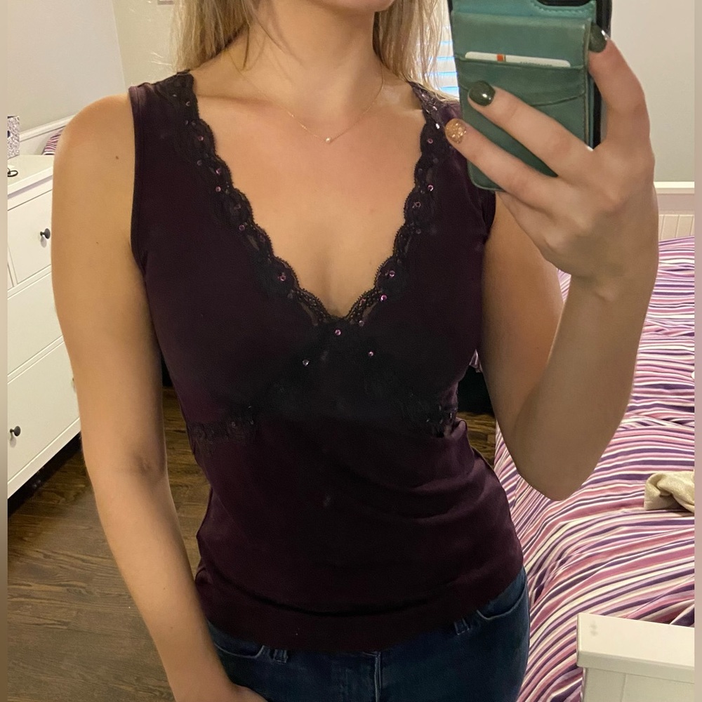 Ann Taylor Loft Purple Sleeveless Top